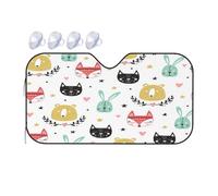 Universal Car Windshield Sun Shade For All Vehicles, Automotive Sun Visor, Colorful Simple Cute Animals Car Windshield Sunshade, UV Protection Portable Sunscreen For Front Windscreen Cover, 140x76 cm