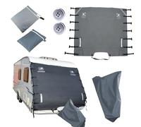 Universal Caravan Cover With Hitch Protector - 210D Front Towing Cover With LED Lights, Reflective Strips and Storage Bag