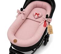 Universal Carrycot Cover in Muslin Cotton - Breathable Pram Liner that | Dresses and Protects the Bassinet 3 Piece Set with Pillow Mattress Insert for Newborn · Pink