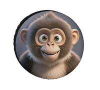 Universal Cartoon Brown Monkey Tire Cover, Heavy Duty Oxford Fabric Spare Tire Cover, Waterproof Wheel Protector for SUV Truck RV Protection