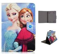 Universal Cartoon Disney Cartoon & Famous Characters Case for Children kids Boys girls for Stand Folio Case for 9" 10"10.1" Tablet 9/9.7/10 / 10.1 Inch Tablet Case Cover (Elsa & Anna)