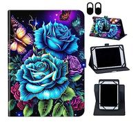 Universal Case for 10.6-11 Inch Tablet eReader,360 Degree Rotating Case Protective Cover with Kickstand and with Magnetic Closure,for Lenovo Tab P11/samsung Galaxy Tab S7/S8,Rose Flowers Butterfly