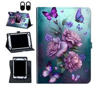 Universal Case for 10.6-11 Inch Tablet eReader,360 Degree Rotating Case Protective Cover with Kickstand and with Magnetic Closure,for Lenovo Tab P11/samsung Galaxy Tab S7/S8,Pink Butterfly Flower