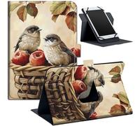 Universal Case for 6 inch 7 inch Tablet, Compatible for 6.8" Kindle Paperwhite / 6" Kindle 11th Generation 2022, PU Leather Cover, Multiple Viewing Angles, Birds in Basket