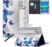 Universal Case for 7.9-8.5 Inch Tablet, Newshine PU Leather Stand Folio Case for iPad mini 1/2/3/4, Galaxy Tab 3/4/Note 8.0, Amazon Kindle Fire HD/HDX 8.0 Other 8.0" Models (2 Blue&White Butterfly)