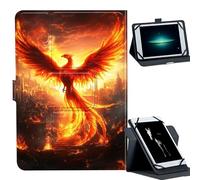 Universal Case for 7-9" Tablet -for Fire HD 8/Galaxy Tab A7 Lite/iPad mini/Lenovo M8 Tablets 360° Rotating Stand & Multiple Viewing Angles PU Leather Protective Cover,Majestic Phoenix Rising