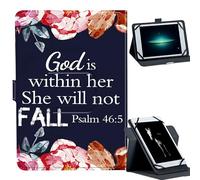 Universal Case for 7-9" Tablet -for Fire HD 8/Galaxy Tab A7 Lite/iPad mini/Lenovo M8 Tablets 360° Rotating Stand & Multiple Viewing Angles PU Leather Protective Cover,Psalm 46-5 with Flowers