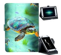 Universal Case for 7-9" Tablet -for Fire HD 8/Galaxy Tab A7 Lite/iPad mini/Lenovo M8 Tablets 360° Rotating Stand & Multiple Viewing Angles PU Leather Protective Cover,Sea Turtles
