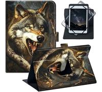 Universal Case for 7 inch 8 inch Tablet with Stand, PU Leather Folio Cover, Compatible with Fire HD 8, iPad mini 7/6, Galaxy Tab A9, Lenovo Tab M9, Fierce Wolf