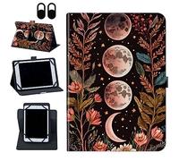 Universal Case for 8-9 Inch Tablet eReader,360 Degree Rotating Case Protective Cover with Kickstand and with Magnetic Closure,for 7.9",8.0", 8.4"/Galaxy Tab 8.0" /Fire HD 8...,Crescent Pink Flower