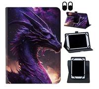 Universal Case for 8-9 Inch Tablet eReader,360 Degree Rotating Case Protective Cover with Kickstand and with Magnetic Closure,for 7.9",8.0", 8.4"/Galaxy Tab 8.0" /Fire HD 8...,Purple Dragon