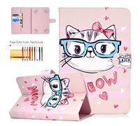 Universal Case for 8 inch Tablet, Techcircle PU Leather Slim Folio Magnet [Card Pocket] Stand Cover for All 7.5"-8.5" Tablet, for iPad Mini 7.9, Galaxy Tab S2 8.0, Lenovo Tab 4 8, Meow