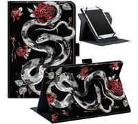 Universal Case for 9 10 10.1 inch Tablet, Fit for Fire HD 10 Tablet Case, Stand Folio Protective Cover for 9.5-10.5 Inch, with Adjustable Fixing Band and Multiple Viewing Angles, Snake Roses