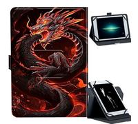 Universal Case for 9-10.5" Tablet -for Fire HD 10/iPad 10.2/Galaxy Tab T580/A8 2022 Tablets 360° Rotating Stand & Multiple Viewing Angles PU Leather Protective Cover,Red Dragon