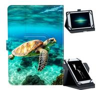 Universal Case for 9-10.5" Tablet -for Fire HD 10/iPad 10.2/Galaxy Tab T580/A8 2022 Tablets 360° Rotating Stand & Multiple Viewing Angles PU Leather Protective Cover,Sea Turtle