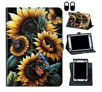 Universal Case for 9.6-10.5 Inch Tablet eReader,360 Degree Rotating Case Protective Cover with Kickstand and with Magnetic Closure,for Lenovo Tab 10.1/Samsung 10.5"/iPad 9.7",Sunflower Gray Butterfly