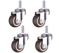 Universal Casters Wheels 360° Swivel & Silent with Brake, M6 Threaded Stem Heavy Duty Design for Tables Trolleys & Office Chairs