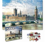 Universal Castle 1000 Pieces Jigsaw Puzzles for Adults Landscape Panorama Europe Landmark Photo Classic Impossible Puzzle Toys (Westminster London, England)