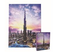 Universal Castle 1000 Pieces Jigsaw Puzzles for Adults Landscape Panorama Middle Eastern Landmark Photo Classic Impossible Puzzle Toys (Burj Khalifa Dubai, UAE)