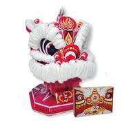 Universal Castle 3D Puzzles Lion Dance Model Craft Kit, Chinese Traditional Lucky Mascot, Cultural Craft Gift, Desk Decor for Home, Collection, Office (Vermillion Phoenix)