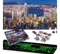Universal Castle Glow In The Dark 750 Pieces Jigsaw Puzzles for Adults Landscape Panorama Photo Landmark Classic Puzzle (Victoria Harbour, Hong Kong)