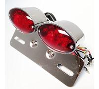 Universal Cat Eye Custom Motorcycle Tail Brake License Plate light Chromed Red See description for detail