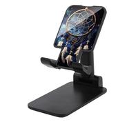 Universal Cell Phone Stand for Desk Adjustable Mobile White Fantasy Dream Catcher Phone Holder Mount Cradle Dock Compatible with 4.0-8.0 Inch Smartphones Portable Office Desktop Accessories Decor