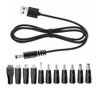 Universal Charger Power Core, 5V USB to DC 5.5x2.1mm, Charging Cable with 11 Connectors (Micro-USB, Type-C, Mini USB, 2.5x0.7, 3.0x1.1, 3.5x1.35, 4.0x1.7, 4.8x1.7, 5.5x2.5，2.5mm), 3.3FT