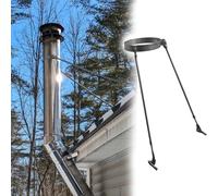 Universal Chimney Support Bracket Kit for 3-10 Inch Stove Pipes, Heavy-Duty Steel Roof Brace with Legs & Screws, Weatherproof Side/Top Mount(Hoop Dia-6 11/16"(17cm))