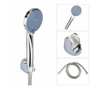 Universal Chrome 5-Function ABS Shower Head Set with 150cm Stainless Steel Hose, Anti-Limescale, Bracket & Fittings