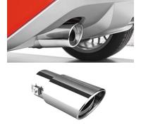 Universal Chrome Exhaust Tip, 1.5"-2.1" Inlet, Stainless Steel, Adjustable Car Muffler Decorative Tip, Fits Pipes with 1.5-2.1" Diameter, 2.24" Outlet, 5.76" Long, Straight Pipe Kit