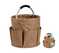 Universal Cleaning Caddy, Foldable Cleaning Agent Organiser, Oxford Fabric Storage Bag, Cleaning Bag, Portable with Handle and Six Pockets, for Travel, Picnics, Khaki