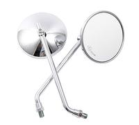 Universal CNC Aluminum Round Motorcycle Side Rearview Mirror Rearview Mirror For Motorcycle Bike Cafe Racer Chopper Bobber (Silver)