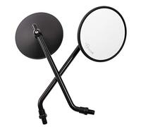 Universal CNC Aluminum Round Motorcycle Side Rearview Mirror Rearview Mirror For Motorcycle Bike Cafe Racer Chopper Bobber (Black)