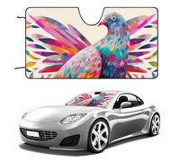 Universal Colorful Pigeon Car Windshield Sun Shade Foldable 55"x30", Reflective Sunshade with Suction Cups, UV Blocking Front Window Cover for Truck SUV Sedan, Keeps Vehicle Interior Cool