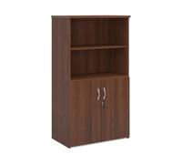 Universal combination unit with open top 1440mm high with 3 shelves - walnut