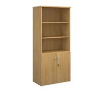 Universal combination unit with open top 1790mm high with 4 shelves - oak