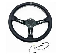 Universal Concave Car 14 Inch Steering Wheel Leather Suede Paddle Shifter(Leather)