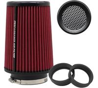 Universal Conical Air Filter 76mm 89mm 101mm High Performance Inlet Air Intake Round Cone Air Filter Cleaner for Racing Sports Car 3 Sizes in One (Red-Big)
