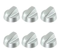 UNIVERSAL Control Knob Dial & Adaptors for Toaster, Oven & Trouser Press (Silver, Pack of 6)