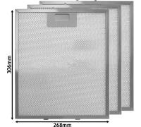 SPARES2GO Universal Cooker Hood Metal Mesh Filter (305 x 267mm, Pack of 3)