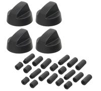 Universal Cooker Oven Hob Black Knobs With Adaptors (4 Pack) Replacement | 5 Interchangeable Adaptors, Heat Resistant Control Dials for Gas Hobs, Electric Ovens, Cookers and Stoves