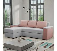 Universal Corner Sofa Bed Heros With Storage Light Grey And Pink