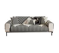 Universal Corner Sofa Cover 110x340 cm Customizable Couch Slipcover Pet-Friendly All-Season Furniture Protector Black Fabric for Kids Dogs & Cats