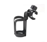 Universal Cup Holder for Strollers, Bicycles and Tricycles Black | Resilient Plastic, One-button Angle Adjustment, Wide Stable Base, Anti-slip Pad, Fits Bottles & Cups, 14x7cm