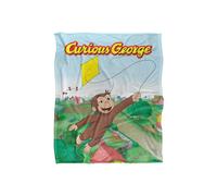 Universal Curious George Kite Flying George Silky Touch Blanket 152x127cm in White | Size: 152x127 cm Universal White 152x127 cm