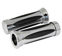 Bike It Moto Motorcycle Grips Chrome Oval Custom Cushion - 20 MM x 25 MM