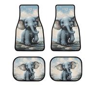 Universal Cute Elephant Play Bubbles Car Floor Mats Set of 4 All-Weather Heavy Duty Polyester Auto Carpets with Anti-Slip Nibbed Backing Waterproof Front & Rear Liners for Cars Suvs Trucks Vans