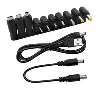 Universal DC Power Adapter Tips Kit,KUOQIY 10 PCS 5.5 X 2.1mm 90 Angle DC Barrel Jack Adapter, with 2 PCS Cable, for Fans, Routers, Desk lamps, Computers
