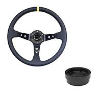 Universal Deep Dish Wheel for Drifting 13/14inch Racing Steering Wheels Deep Drifting Sport WheelSteering Wheel Adapter PU Auto(Set A-PVC-A)